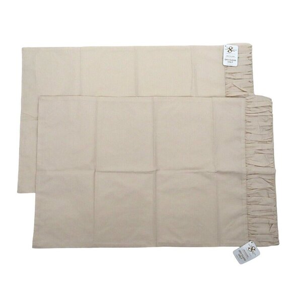 Sweet Dreams Pair of 2 Ruched Edge Standard Pillowcases Covers Oyster Ivory NEW - Picture 1 of 11